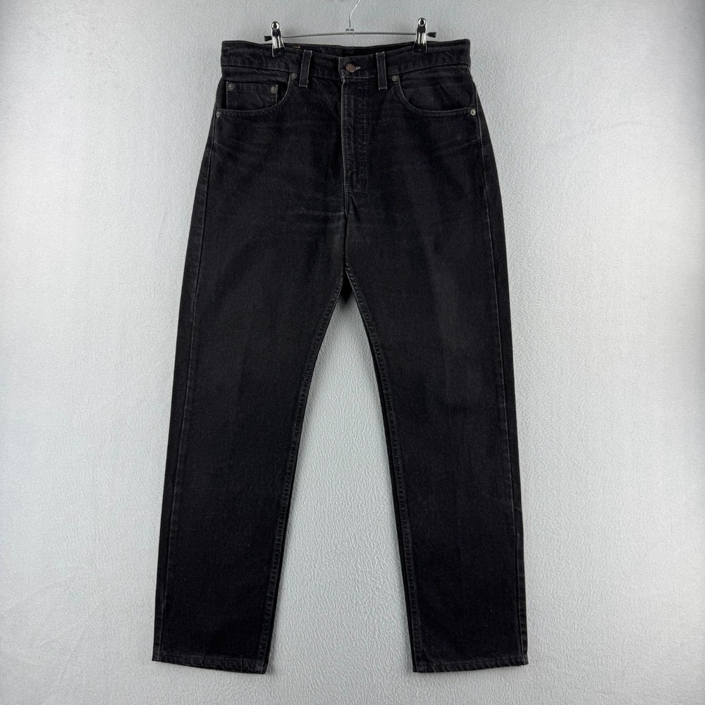 Vintage Levis Jeans Mens 34x30 Black Denim 90s 505 Straight Made in USA